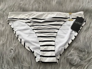 Lauren Ralph Lauren Nwt White Black Ring Side Hipster Swim Bikini Bottom 12 - Picture 1 of 2