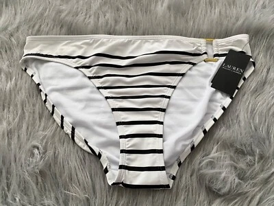 Lauren Ralph Lauren Nwt White Black Ring Side Hipster Swim Bikini Bottom 12 - Image 1 of 2