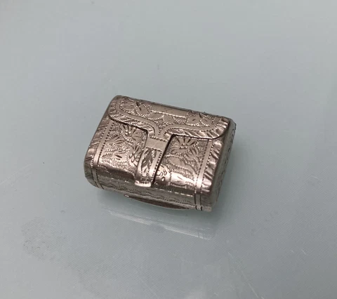 THOMAS SHAW 1833 WILLIAM IV SILVER VINAIGRETTE PURSE BAG FLORAL ANTIQUE FILIGREE Cover