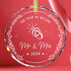 Wedding Gifts - Mr and Mrs Gifts - First Christmas Married Wedding Ornament 2024 - Picture 1 of 12