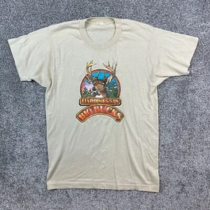 Vintage 80s Hunting Shirt Adult Medium Happiness is Big Bucks Iron On Graphic - Picture 1 of 6