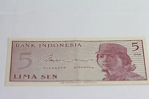 INDONESIA 1964 5 SEN Specimen Note Choice Uncirculated - Picture 1 of 4