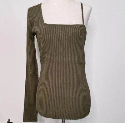 Casco Lang Mujer Top Correa Cruzada Tejido Acanalado Corte Verde Elegante Grande Nuevo con Etiquetas Foto 1 de 4