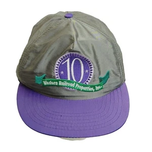 Vintage Western Railroad Properties Snapback Ball Cap Seide grau Mütze lila Schirm - Bild 1 von 10