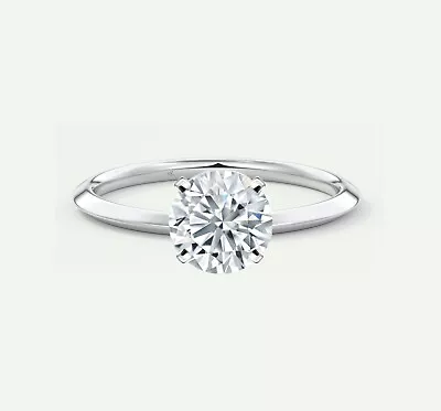 IGI E/VS 5 Ct Round Lab Created Grown Diamond Real 18K White Gold Solitaire Ring - Image 1 of 4