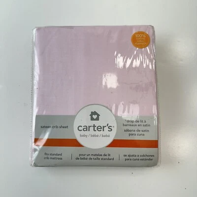 Nueva sábana de cuna Carter’s satén rosa para colchón de cuna estándar Foto 1 de 4