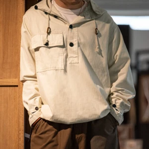 Rugged Bronson 1940's HBT Gunner Smock White Cotton Twill Pullover Parka For Men - Picture 1 of 23
