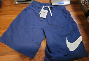 NUEVO Pantalones Cortos Para Hombre Talla PEQUEÑA Nike Azul Marino Hasta la Rodilla Cordón Logo ENVÍO GRATUITO - Imagen 1 de 7