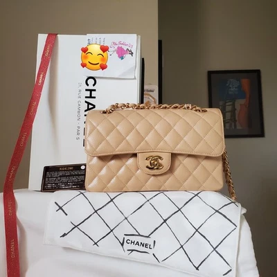 $10,900 Chanel Classic small double Flap Bag beige caviar Gold hw Bag  - Image 1 of 4