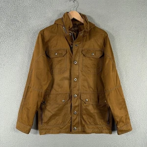 Kuhl Kollusion Jacket Mens Small Brown Hooded Waxed Cotton Field Coat Stowaway - Picture 1 of 17
