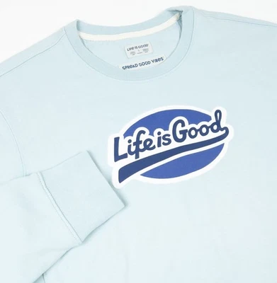Life is Good толстовка женщин большой ворота пуловер графический принт светло-синий - Изображение 1 из 4