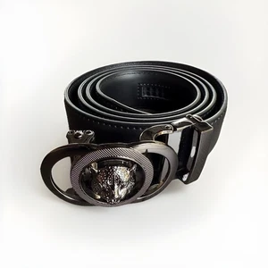 Mens Dress Belt Black Casual Fashion Ratchet Adjustable Automatic Buckle 28-40 - Picture 1 of 5