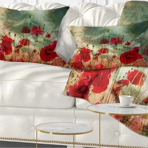 Designart 'Wild Red Poppy Flowers in Sky' Floral Throw - Picture 1 of 13