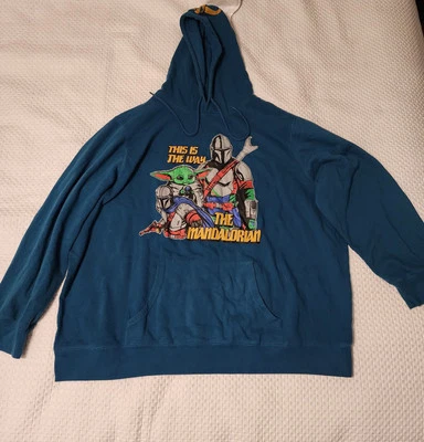 Sudadera con capucha gráfica Star Wars Grogu Mandalorian para hombre verde azulado talla 3XL Foto 1 de 4