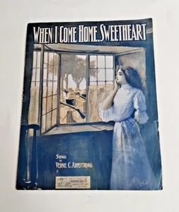 When I Come Home Sweetheart 1905 Esercito Militare Vintage Spartiti Musica Retro Cultura - Foto 1 di 7