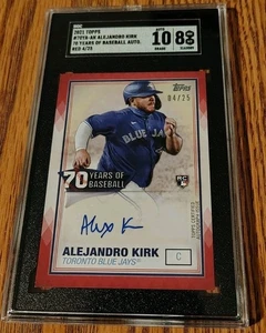 2021 Chrome Rookie TOPPS 70 YEARS AUTO Alejandro Kirk SGC 8 10 4/25 BLUE JAYS - Picture 1 of 2