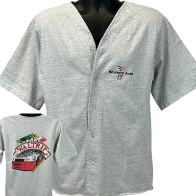 Camiseta NASCAR Darrell Waltrip Vintage Anos 90 Western Auto Fabricada nos EUA Cinza M Média - Imagem 1 de 4