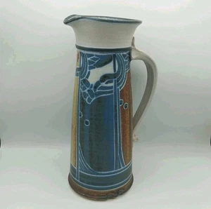 Brocca ceramica Jim Stewart Studio 11” firmata gres graffito art vintage - Foto 1 di 19