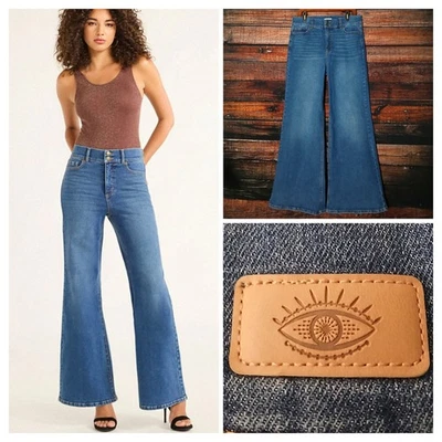 Sofia Vergara Jeans Size 14 Margot Wide Leg High Rise Blue Denim Stretch - Image 1 of 4