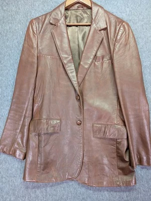 Chaqueta de cuero marrón forrada Clipper Mist Londontown para hombre talla 40 alta dos botones Foto 1 de 4