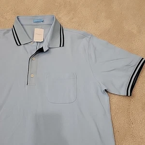 J McLaughlin Polo Mens Large Sullivan Blue Shirt Stretch Short Sleeve Casual - Picture 1 of 9
