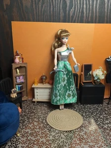 Vintage Barbie Clone Outfit - Kleid / Kleid, Schuhe, Clutch Handtasche, Aufhänger - Bild 1 von 20