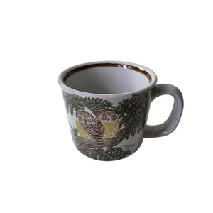 Vintage gelbe Eule im Baumflug Keramik Tee Kaffee Becher  - Bild 1 von 8