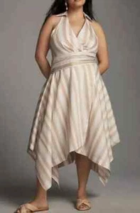 NWT Anthropologie Maeve Striped Collar Asymmetrical Wrap Dress Size 24W - Picture 1 of 13