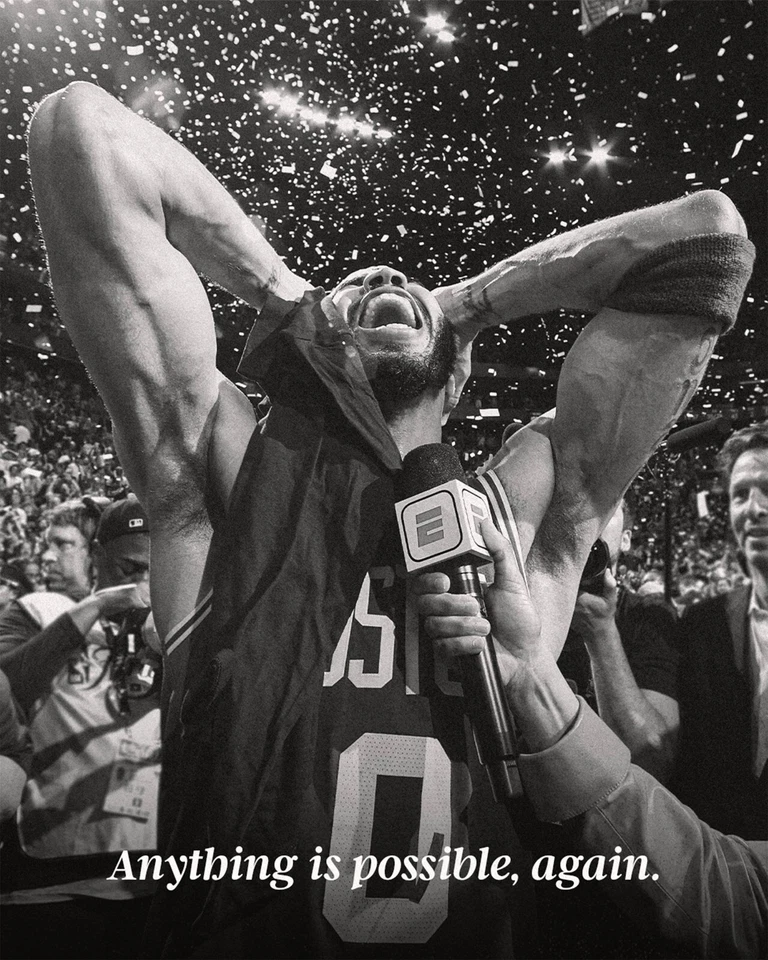 Foto 8x10 NBA Jayson Tatum "Cualquier cosa es posible" Celtics 2024 Campeones NBA Foto 1 de 1