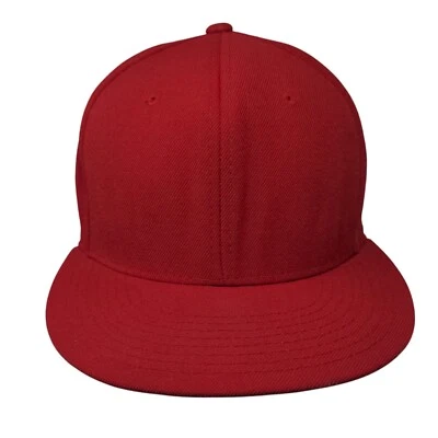 Zephyr Blank Fitted Hat Red 7 1/4 Solid High Crown Vent Holes 6 Panel - Image 1 of 4