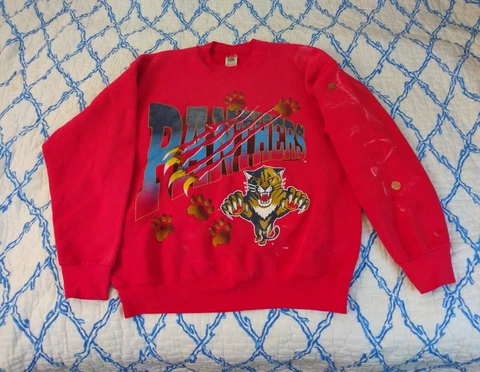 💥Vintage 90s Miami Florida Panthers NHL Hockey Sweatshirt Size L USA Made 💥 Cover