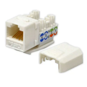 CAT5E White Network Ethernet 110 Punchdown 8P8C Keystone Jack (100/paquete) - Imagen 1 de 3
