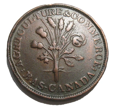 OLD CANADIAN COINS 1838 BOUQUET 1 SOU  MONTREAL BANK TOKEN Cover