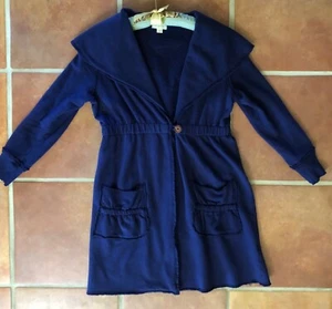Vintage Anthropologie Ecoganik Cotton Jersey Navy Jacket Size M - Picture 1 of 8