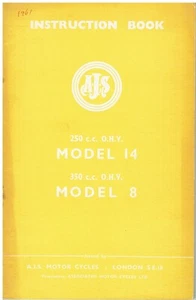 AJS 250cc MODEL 14 & 350cc MODEL 8 ORIG. 1961 INSTRUCTION & MAINTENANCE HANDBOOK - Picture 1 of 1