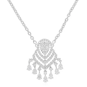Collar de cadena de oro blanco de 18 k colgante de diamantes CVD cultivados en laboratorio de 2,85 quilates regalo - Imagen 1 de 12