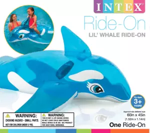 Intex Lil Whale Inflatable Ride On Swimming Pool Toy - Picture 1 of 3