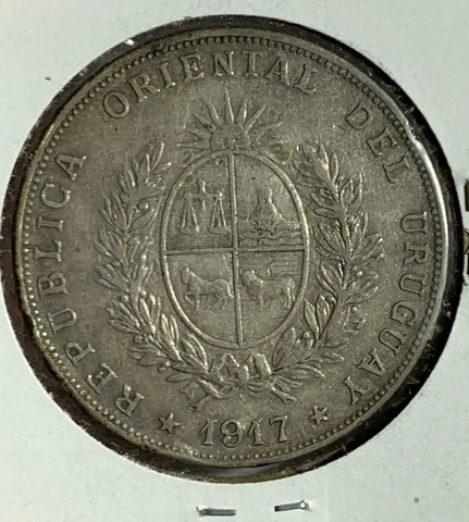 1917 Uruguay 1 One Peso SILVER COIN Cover