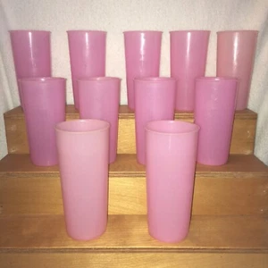 Lot Of 11 Vintage Tupperware Tumbler Cups Neon Pink - Picture 1 of 7