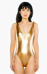 American Apparel Women Blouse Gold Metallic Sunsuit - Picture 1 of 2
