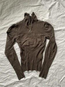 Karen Millen Khaki Olive tight hourglass jumper top shapewear zip  - Picture 1 of 8