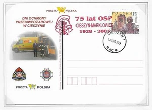 POLAND PICTORIAL FIRE FIGHTING STATIONERY POST CARDS PLAIN BACK (2) 2003 & 2003 - Picture 1 of 2
