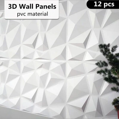 12x Paneles de Pared 3D PVC Geométrico Ladrillo Arte Diseño Hágalo Usted Mismo 11.8"x11.8" Kit de Papel Pintado Foto 1 de 4
