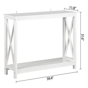 White Modern Console Table Entryway Storage Shelf Entry Farm Accent Sofa Table - Picture 1 of 24