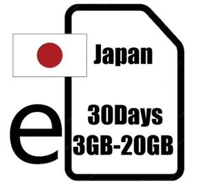 Japan eSIM 3GB - 20GB for 30 Days - DIGITAL Travel Data Card - Picture 1 of 1