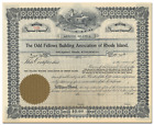 Odd Fellows Building Assn Of Rhode Island Stock Certificate - Just A Buck!