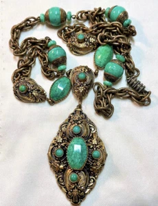 Vintage Art Deco Neiger? Peking glass Czech? Necklace - Picture 1 of 11