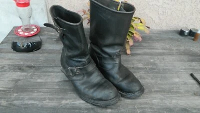 Vintage 80s SEARS KU Engineer Boots Black Leather Motorcycle 8.5E RARE 86506-767 - Image 1 of 4