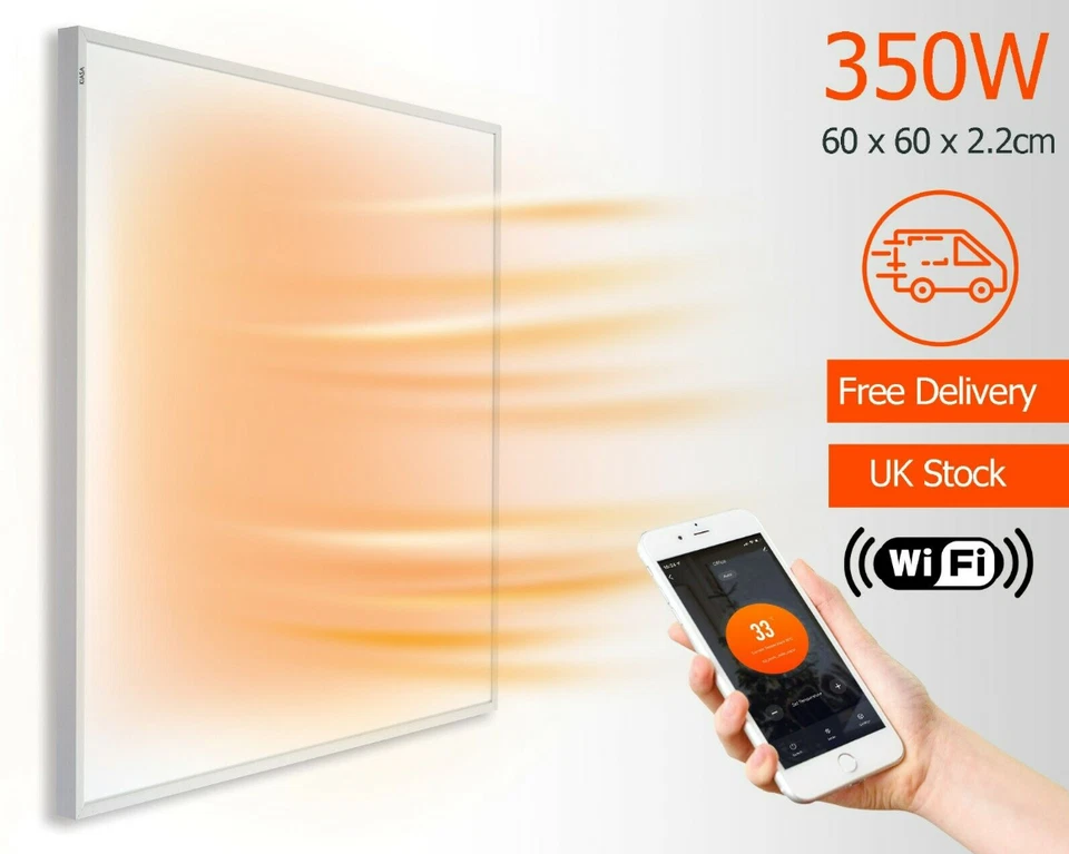KIASA - 350W Smart Wi-Fi Infrared Heating Panel -Wall/Ceiling Mount -7 day Timer - Image 1 of 4
