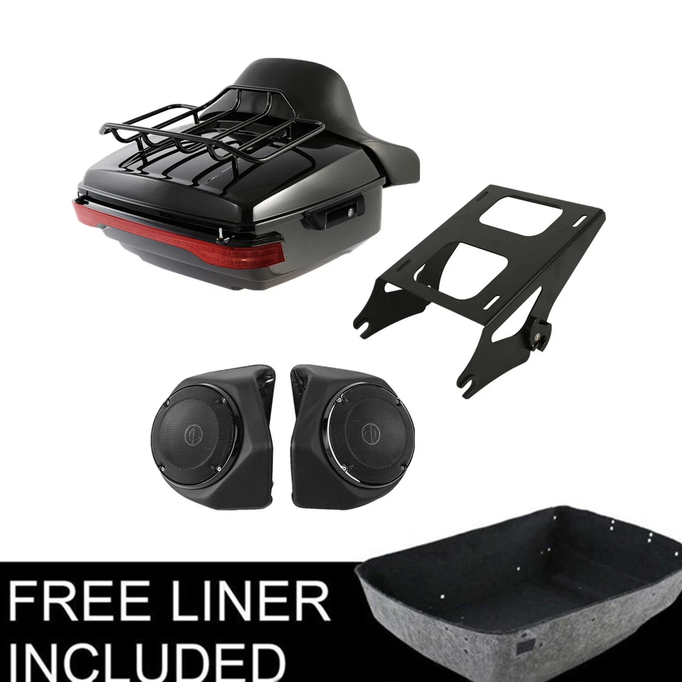 Almohadilla de maletero King luz trasera altavoces soporte de montaje apto para Harley Touring 2014-25 17 Foto 1 de 4